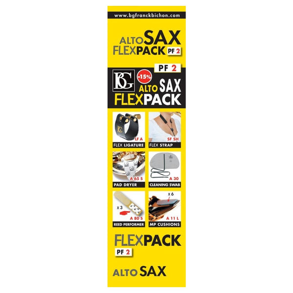 BG Model PF2 Flex Pack for Alto Saxophone (Flex Strap, Flex Lig/Cap, Swab, Pad Dryer)- for sale at BrassAndWinds.com