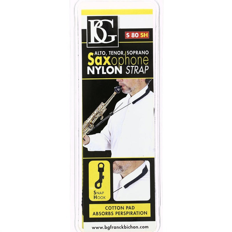 BG Model S80SH Alto/Tenor/Soprano Saxophone Nylon Strap with Snap Hook- for sale at BrassAndWinds.com