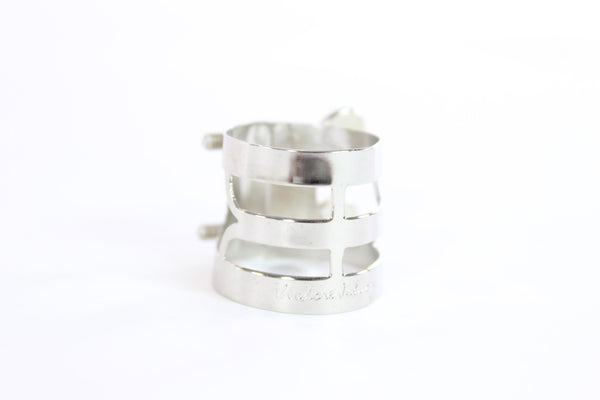 Ted Johnson Model TJ6BLNS Bb Clarinet Ligature in Nickel Silver- for sale at BrassAndWinds.com