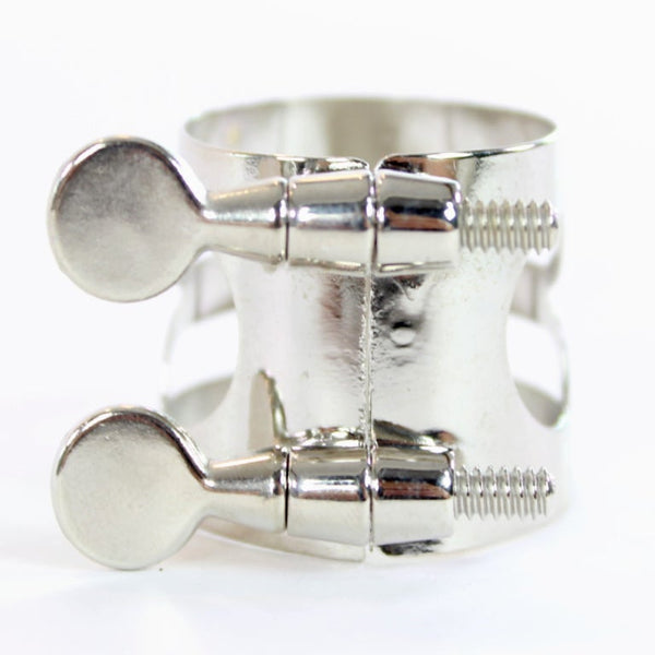 Ted Johnson Model TJ6BLNS Bb Clarinet Ligature in Nickel Silver- for sale at BrassAndWinds.com
